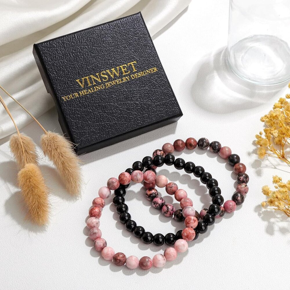 Handmade 8mm Healing Crystal Bracelet - Tiger Eye & Black Obsidian for Him & Her - Picture 6 of 6